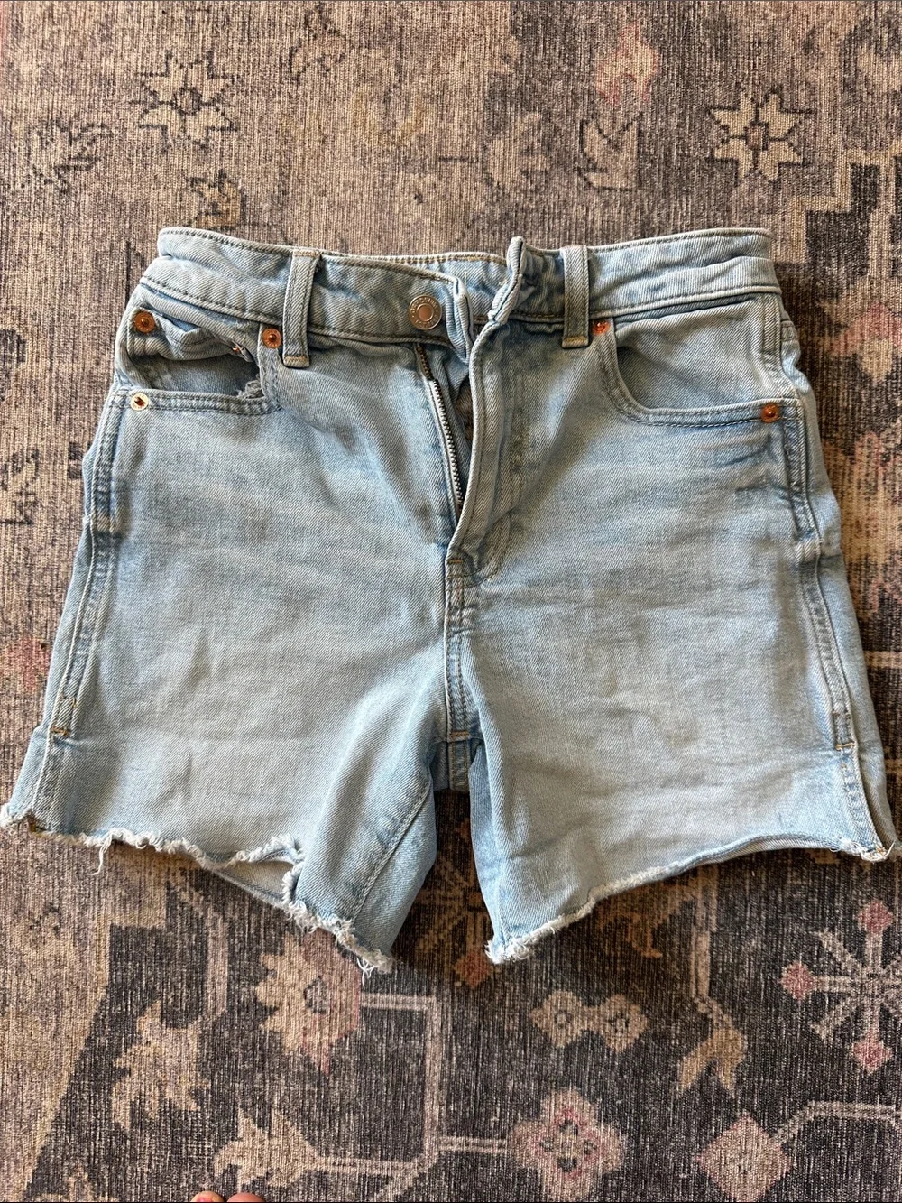 GAP Light Wash Denim Frayed Hem Shorts